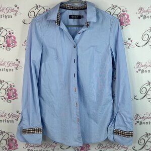 Bariloche button down Stylish Blue Button Down Shirt with Patterned Accents